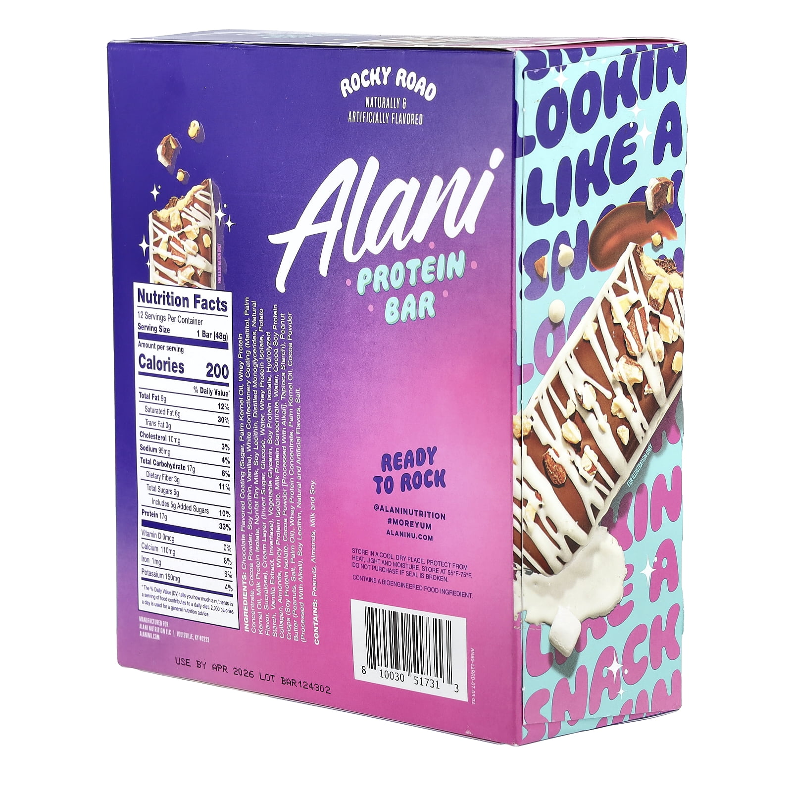 Alani Nu Protein Bar, Rocky Road, 12 Bars, 1.69 oz (48 g) Each