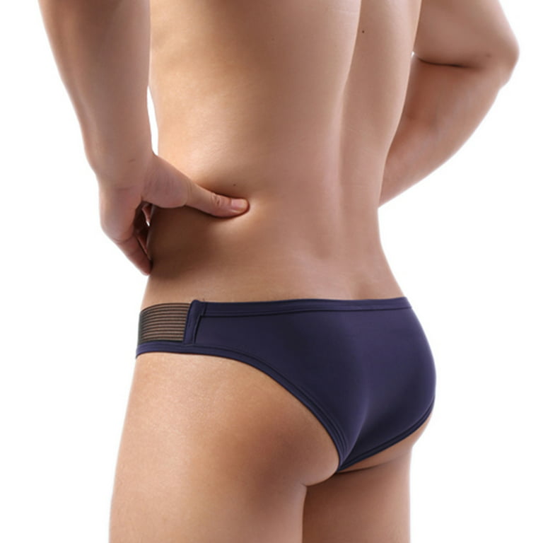 EHTMSAK Classic G String for Men Thong Nylon Breathable with Pouch  Underwear Briefs Navy XL