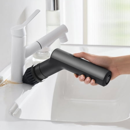 HOTO Household Cleaning Spin Scrubber with 6 Brush Heads, Long Handle and Waterproof