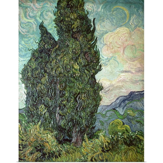 Great BIG Canvas | Rolled Vincent Van Gogh Poster Print entitled Cypresses, 1889