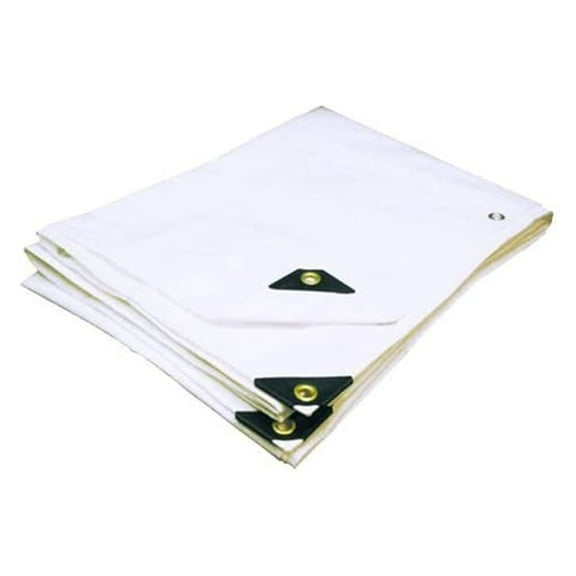7' X 16' Heavy Duty Waterproof White Tarp with Reinforced Corners
