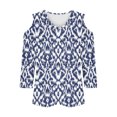 thumbnail image 3 of Fancifize Womens Cold Shoulder Tops 3/4 Sleeve V Neck Print Shirts Casual Going Out Blouses Outfit Fall Loose Shirt, 3 of 5