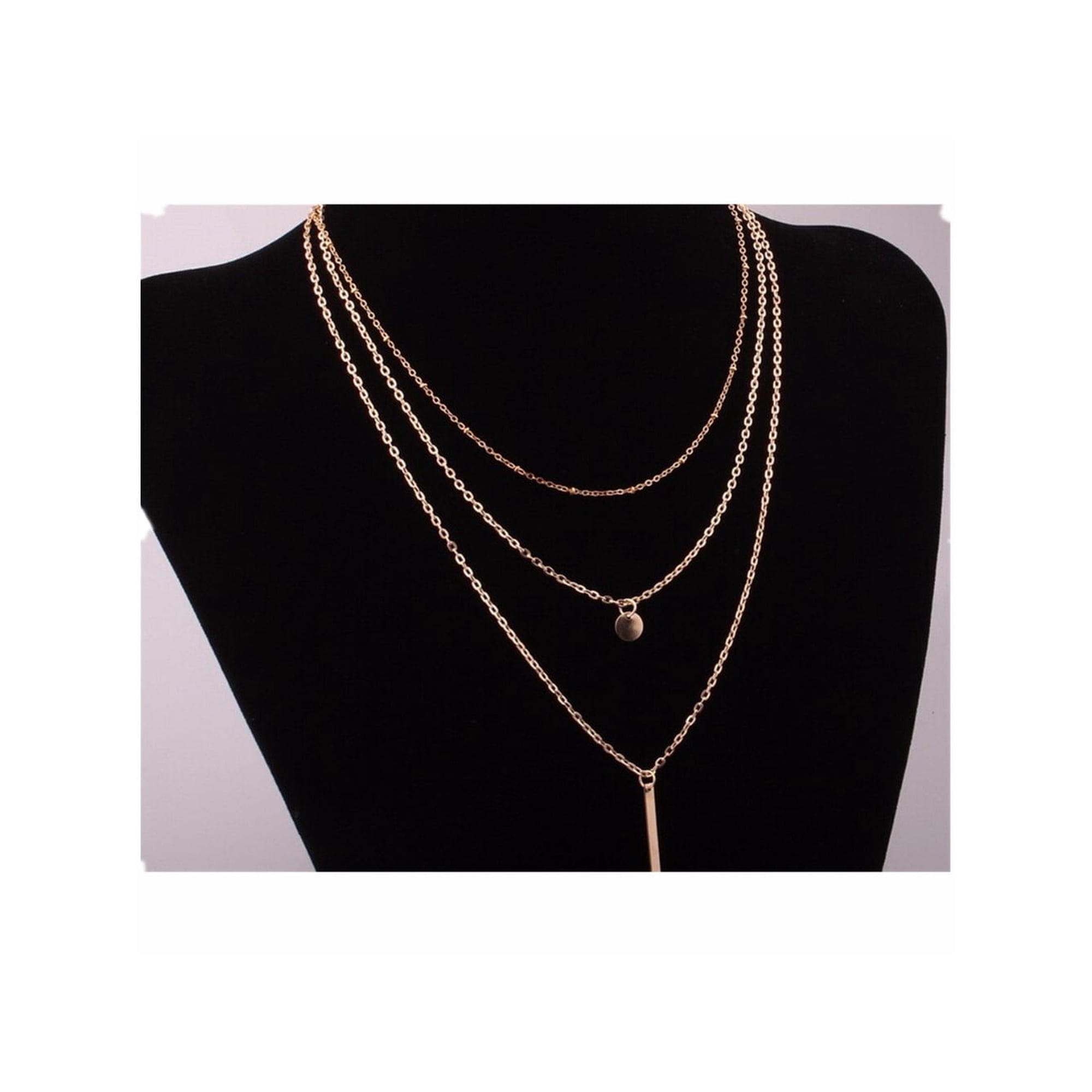 European Simple Sequins Bar Coin Multilayer Chain Necklaces For Women Jewelry - Gold
