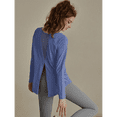 thumbnail image 4 of Long Sleeve Workout Tops for Women Athletic UPF 50+ Sun Rash Guard Shirts Running Gym Quick Dry Clothes Blue & M, 4 of 7