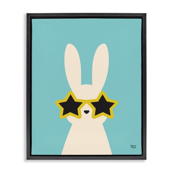 Stupell Industries Minimalist Rabbit & Star Sunglasses Black Floating Frame Canvas Art, 17 x 21, by Jessica Beck