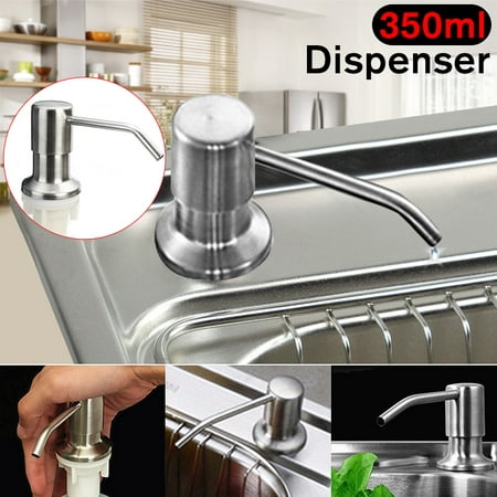 Kitchen Sink Clear Liquid Lotion Hand Soap Dispenser 350ml 304 Stainless Steel Pump Head Abs Bottle Refillable Bathroom Accessories