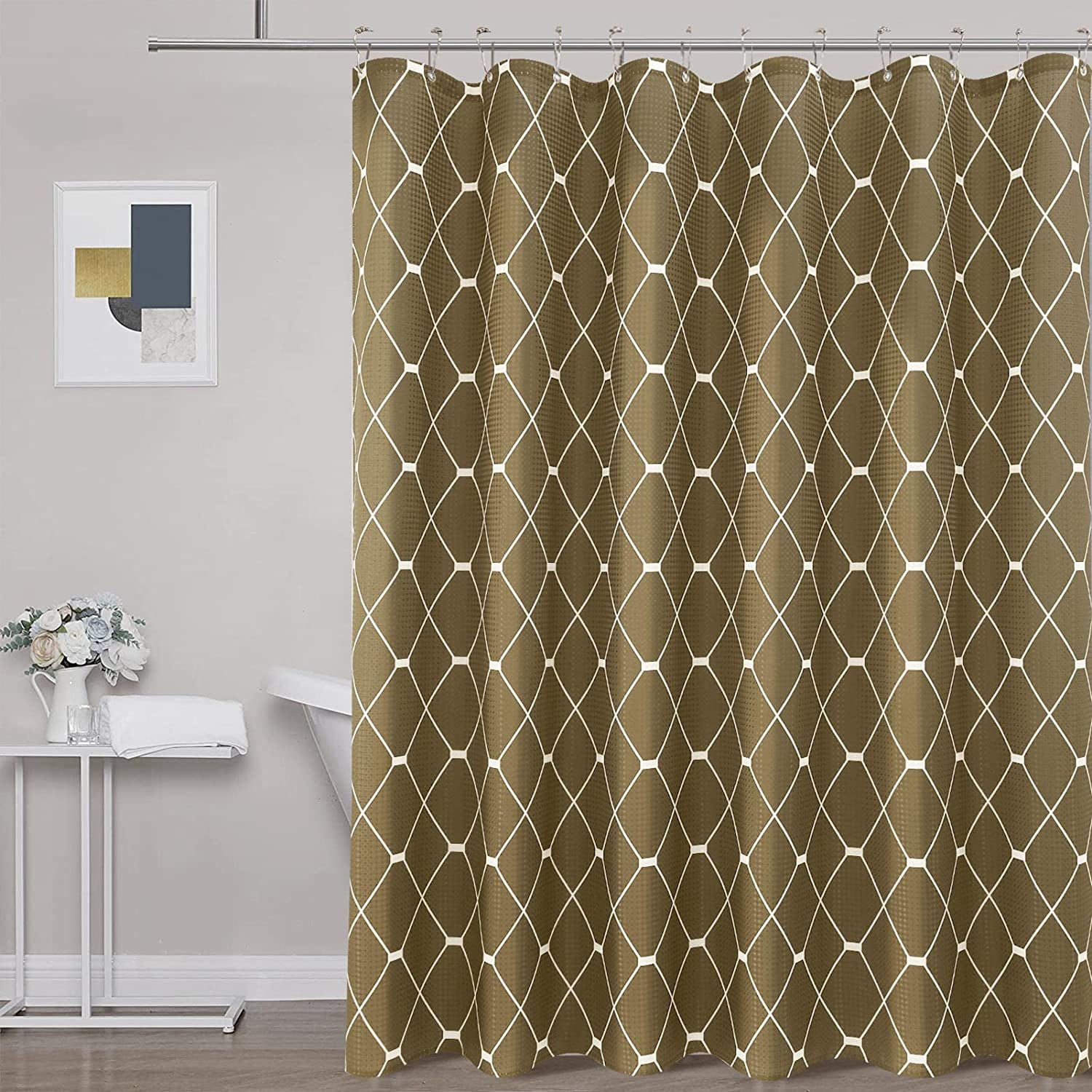 Shower Curtain Fabric Shower Curtain for Bathroom Geometric Shower Curtain with Heavy Duty Water