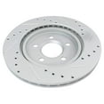 thumbnail image 3 of TRQ Front and Rear Performance Brake Rotors Set Premium G-Coated Cross Drilled & Slotted Fits Select 2002-2005 Ford Thunderbird 2000-2005 Jaguar S-Type 2000-2006 Lincoln LS, 3 of 5