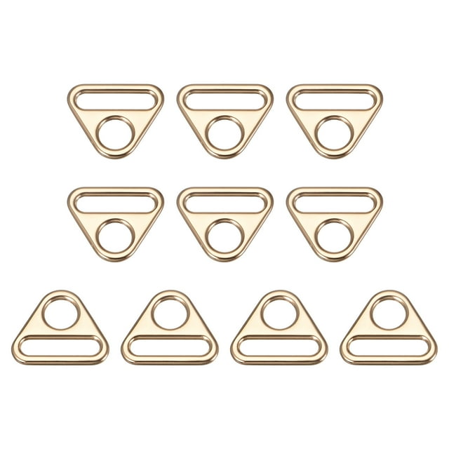 Triángulo Hebilla Ajustador, 10uds 0.98" 25mm Ajustador Triángulo con Barra Giratorio Clip D Anillo Hebilla, Dorado Tono