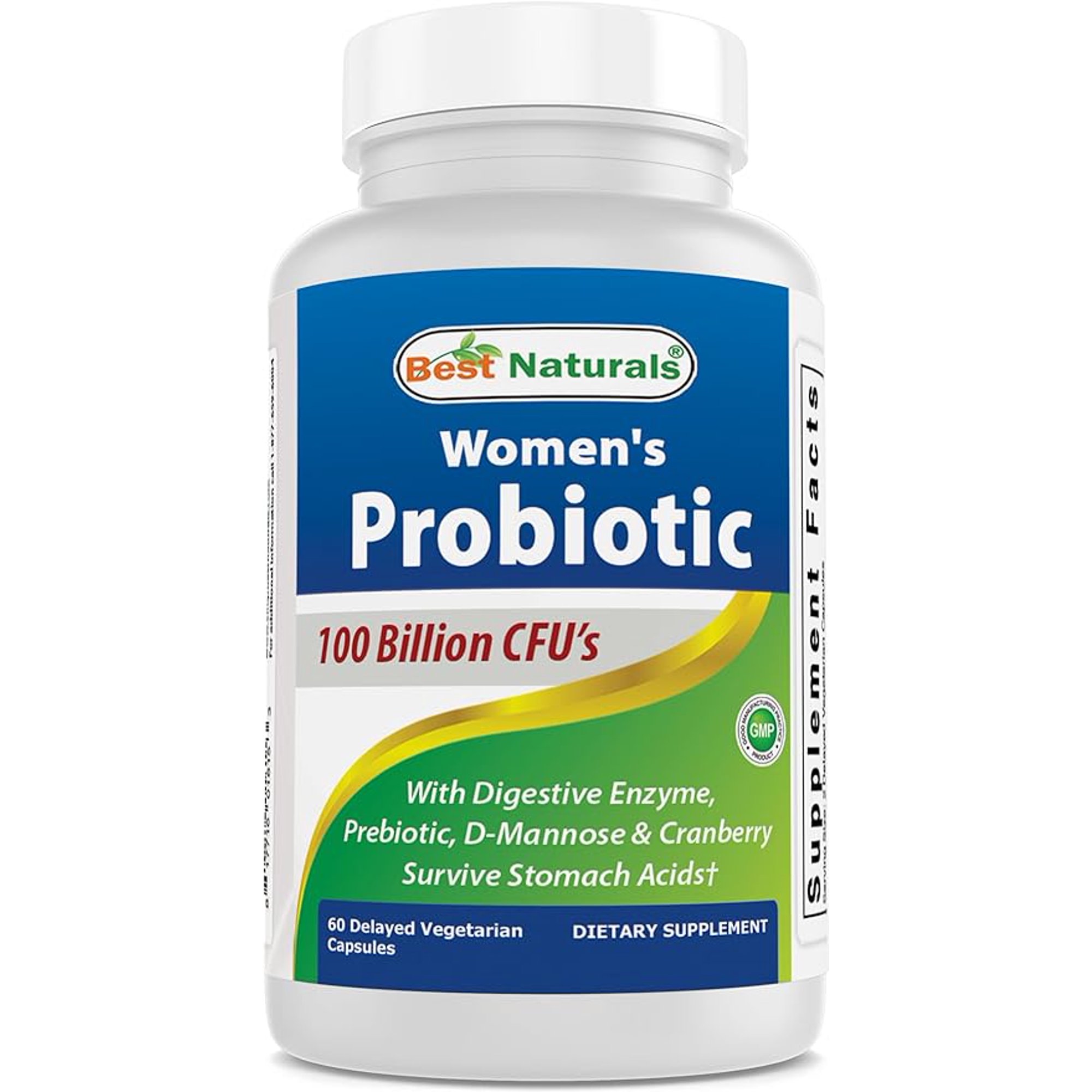 Best Naturals Probiotics for Women 100 Billion CFU - 10 Strains + Prebiotics Fiber + Digestive Enzyme Blend + Women's Health Herbal Blend - Immune, Digestive & Gut Health - 60 Deleyaed Capsules