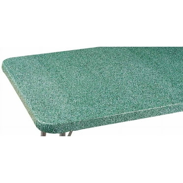 Granite Vinyl Elasticized Banquet Table Cover, Crafted with Heavy-Duty Vinyl, Soft Fleece Backing, Home Décor – Green, 36 in. Square