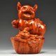 thumbnail image 2 of Solid wood pig figurine, living room TV cabinet, home decoration, craft gift, rosewood carving, lucky pig, zodiac pig, pure wood., 2 of 3