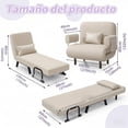 thumbnail image 2 of Sofá Cama Reclinable Plegable 5 Posiciones, Sofá Convertible en Cama, Multifuncional con Almohada, Ideal para Salas, Dormitorios, Oficinas, 2 of 4