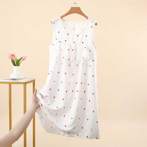 Taqqpue Plus Size Sleeveless Nightgowns for Women Cotton Soft Knee Length Night Gowns Sleepshirts Loose Fit Sleepwear Dress Casual Solid Color Scoope Neck House Dress Women