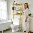 thumbnail image 2 of 3-Tier Over The Toilet Storage, Freestanding Metal Bathroom Shelves, Space Saver Above The Over Toilet Storage Shelf for Bathroom (Gold), 2 of 14