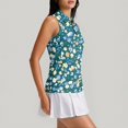 thumbnail image 4 of Womens Golf Shirt Printed Sleeveless Golf Tank Collared Zip Up Tennis Shirts Quick Dry Polyester Athletic Tops for Court Blue S, 4 of 6