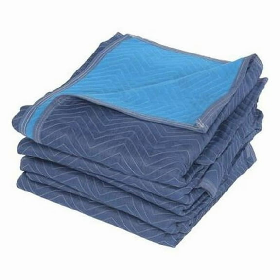 Vestil QPC-7280-VP-4PK 80 x 72 x 1 in. Polyester & Non-Woven Cotton Heavy Duty Quilted Moving Pads - Blue - Pack of 4