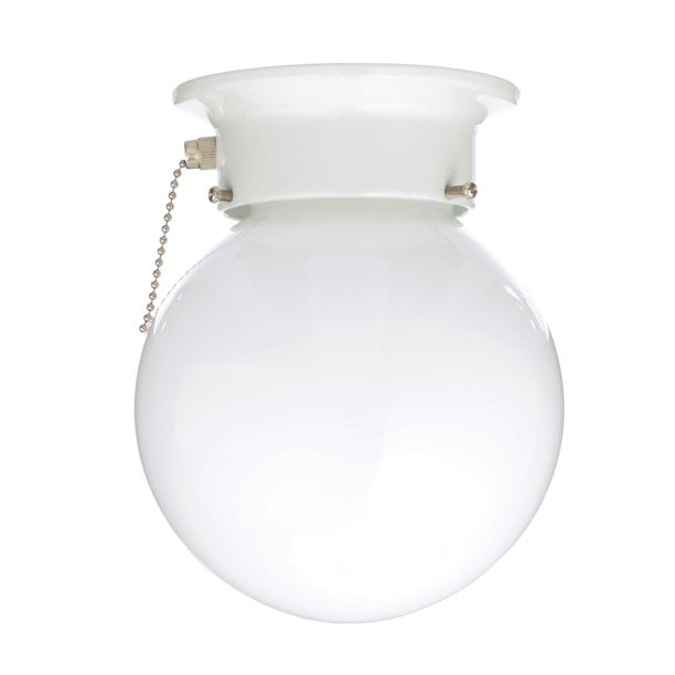Mainstays 6-Inch Flush-Mount Globe Light with Pull Chain, White