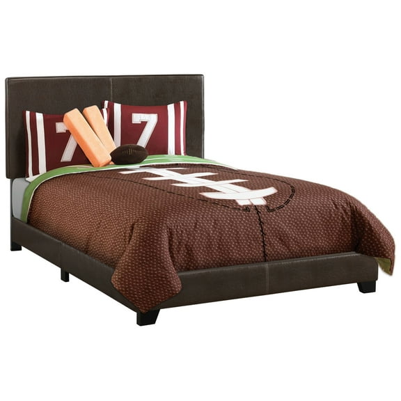 Full Bed Frame, Double Bed Frame,Bed, Full Size, Bedroom, Upholstered, Brown Leather Look, Transitional
