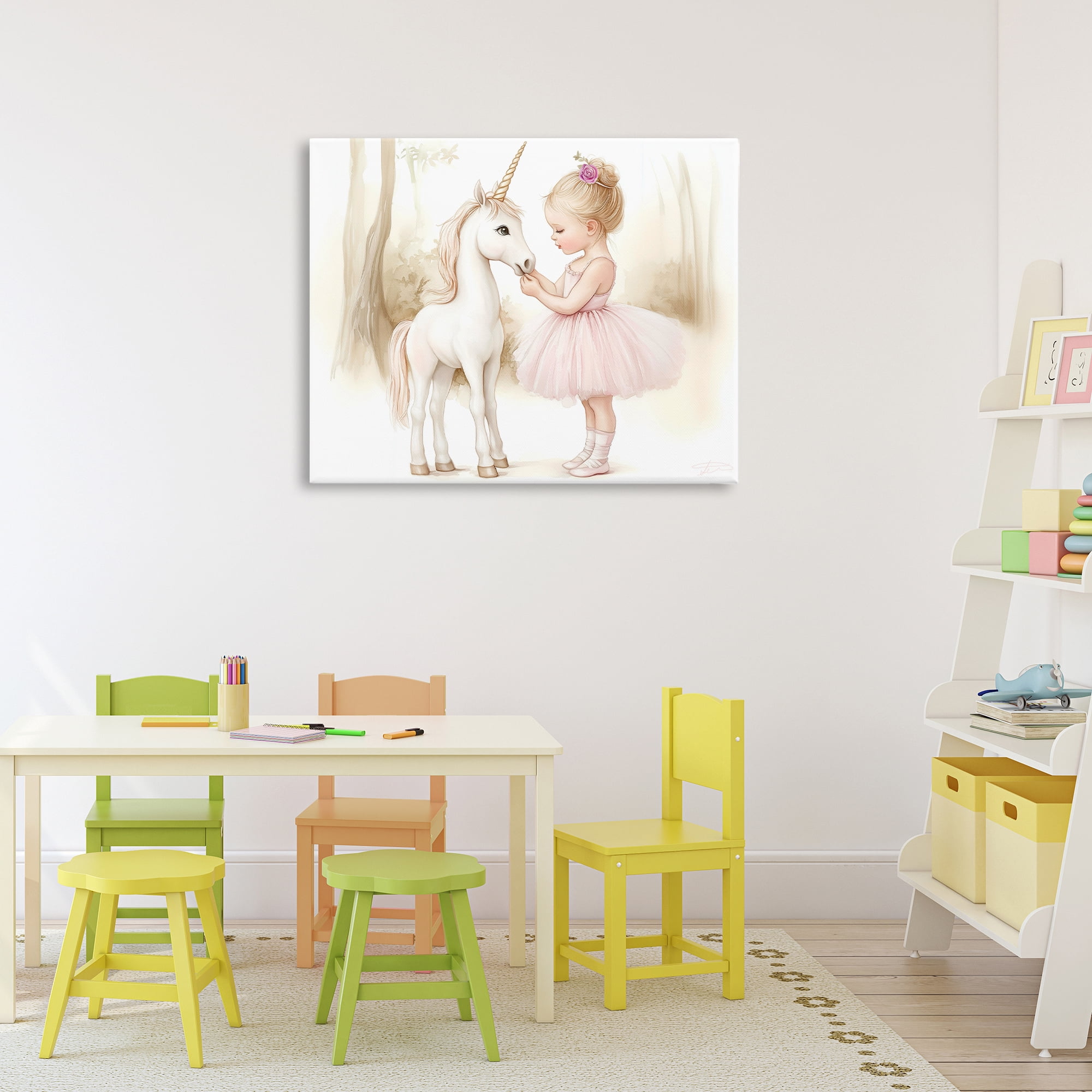 Stupell Industries Girl & Unicorn Friendship Canvas Wall Art, design by Whimsical Wonders