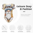 thumbnail image 6 of Rateoe Hello Summer Cute Gnome Printed Women Rash Guard Short Sleeve,Tummy control Swimsuit Surfing Swimsuit Bathing Suit Short-sleeved Onesie UPF 50+, 6 of 6