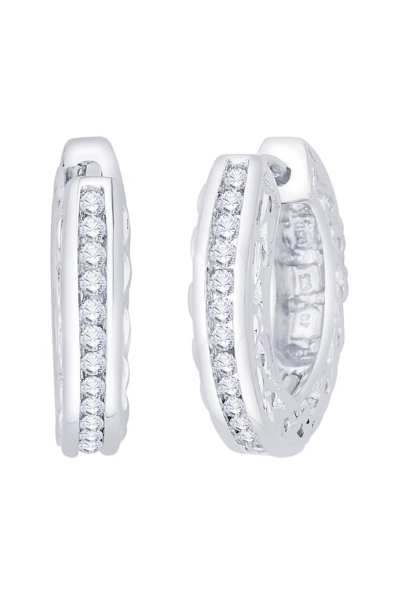 Channel Set Diamond Hoop Earring in 10K White Gold (1/2 cttw, G-H, I2-I3)