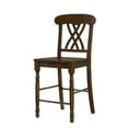 thumbnail image 2 of 2pcs Walnut Counter Height Stools With Cross Back Design - Dining Chairs Offering Comfortable Scooped Seat And Footrest (2) Style A Well-scooped For Enhanced Comfort, 2 of 6