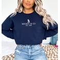thumbnail image 2 of Moonlight Apparel Embroidered Mickey & Co Est. 1928 Sweatshirt for Women Stitched Minimal Logo Design Casual Crewneck Pullover, 2 of 7