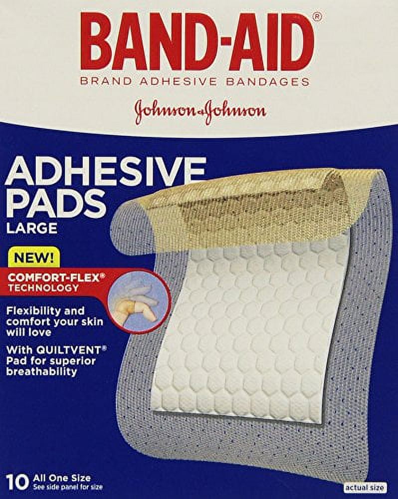 Band-Aid Brand Tru-Stay Adhesive Pads, Large Sterile Bandages, 10 ct (Pack of 4)