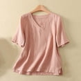 thumbnail image 1 of mfyjkho Tops Casuales Para Mujer, Blusas De Mujer De Color Liso Con Manga Corta, Escote En V Y Dobladillo Dividido, A La Moda Tops De Gimnasio Para Mujer M, 1 of 8