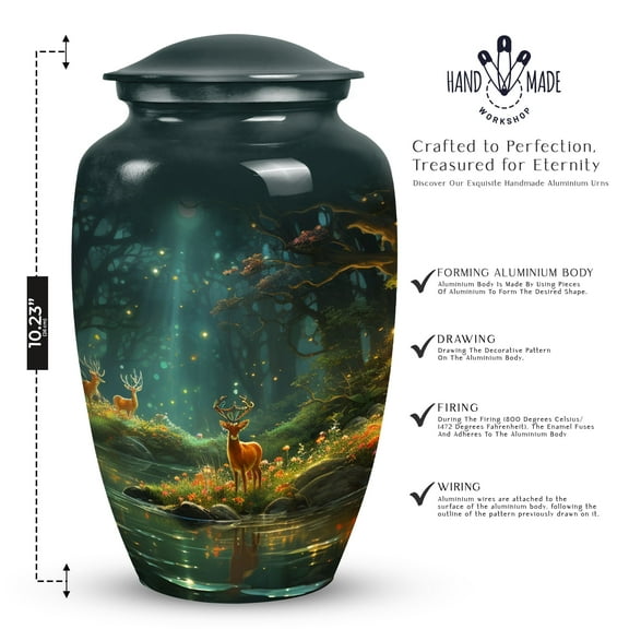 Deer Cremation Urns For Human Ashes - Human Remains Urn Adult - Funeral Urns For Adult Ashes Men - Urn Ashes - Keepsake Urns For Ashes Small - Memorial Urns For Human Ashes (Size -10Inch)