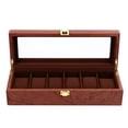 thumbnail image 1 of KAKOWELY Watch Box 1Pc 6 Slots Vintage Watch Box Wooden Watch Storage Box Watch Display Box12.6"X4.45"X3.27", 1 of 5