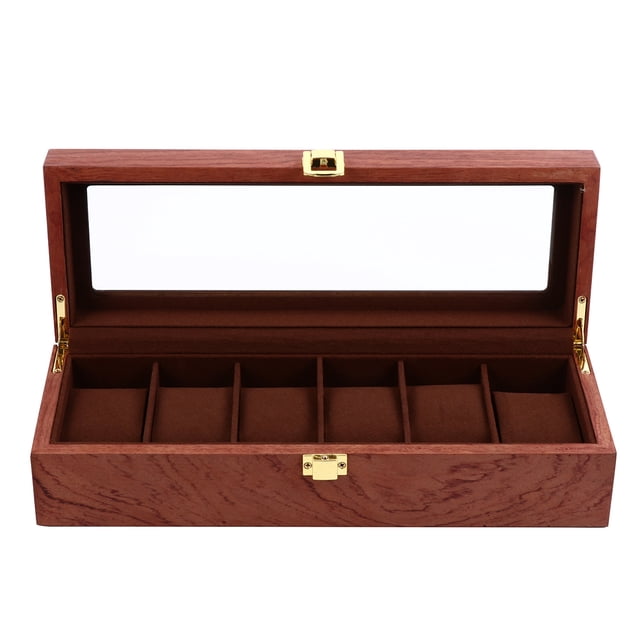 KAKOWELY Watch Box 1Pc 6 Slots Vintage Watch Box Wooden Watch Storage Box Watch Display Box12.6"X4.45"X3.27"