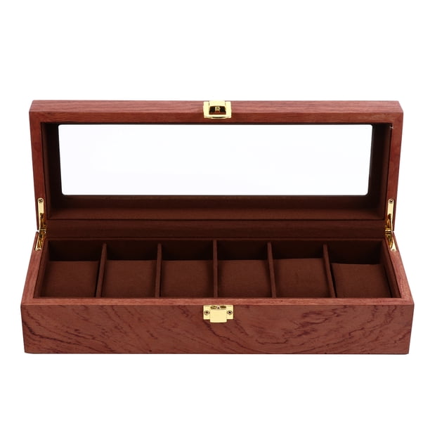 EeaseMX 1 caja de reloj vintage de madera con 6 ranuras para guardar relojes.