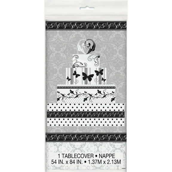 Unique Industries Victorian Butterflies White Plastic Tablecloth, 84" x 54"