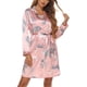 thumbnail image 2 of Conjunto de pijama de 3 piezas, camiseta sin mangas, pantalones cortos, ropa de salón con bata de manga larga, conjuntos de ropa de dormir con cinturón, 2 of 5