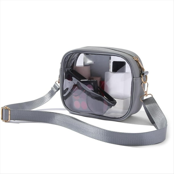 Bolso Transparente para Eventos en Estadio, Bolso Bandolera Transparente, Bolso Transparente para Conciertos Festivales Deportes Gris