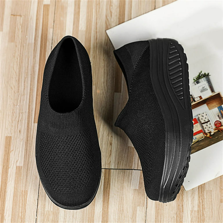 nsendm Womens Memory Foam Sneakers Wide Width Platform Women's Shoes  Fashionand Comfortable Womens Sneaker Socks Black 8.5 