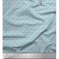 Soimoi Cotton Duck Fabric Leaves & Rose Shirting Printed Fabric 1 Yard 42 Inch Wide