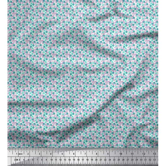Soimoi Cotton Duck Fabric Leaves & Rose Shirting Printed Fabric 1 Yard 42 Inch Wide