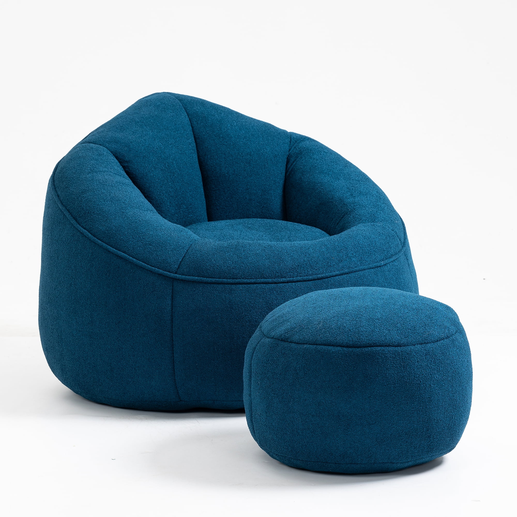 Rstll Bean Bag Sofa Chair for Adults, High Density Foam Filled Lazy Sofa with Footrest, Compressed Packaging Soft Padded Lounge Chair,Blue