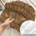 thumbnail image 4 of Twin XL Size Fitted Sheet Set - Vintage Rattan 2 Piece Bedding Sets 16" Deep Pocket Fitted Sheet with 1 Pillowcases, Minimalist Abstract Wicker Texture Brown Brushed Microfiber Hotel Bed Sheets, 4 of 9