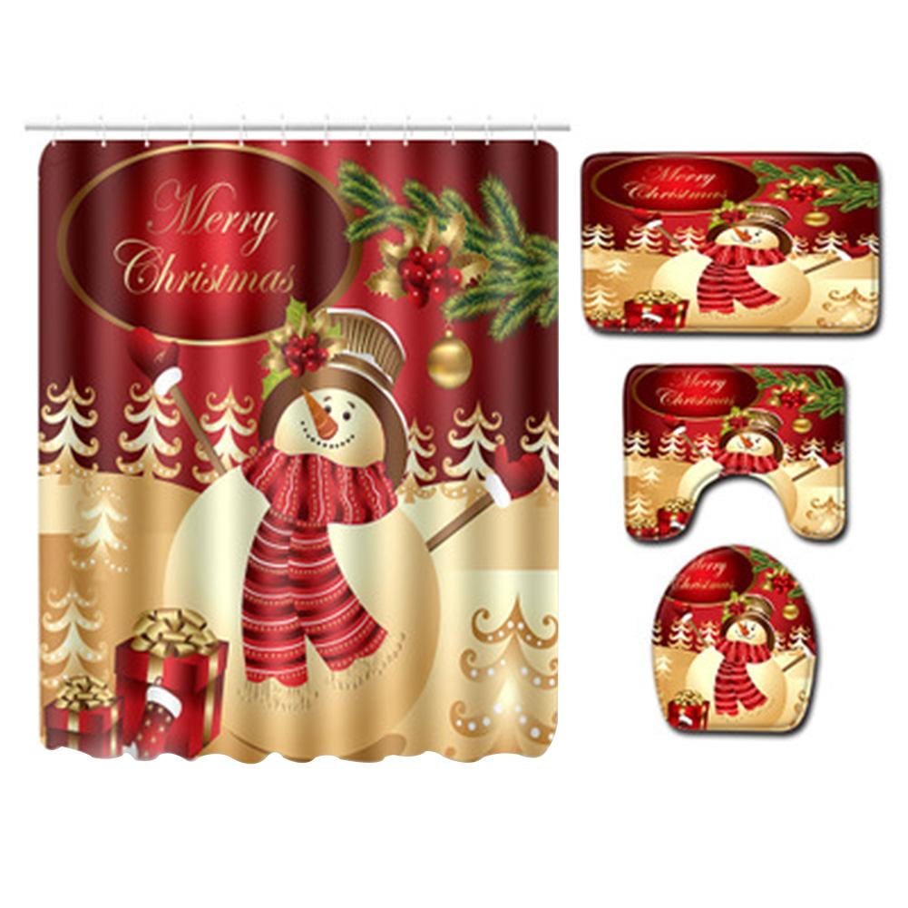 Details about   180x180cm Christmas Bathroom Shower Curtain Waterproof Snowman Santa Claus Decor 