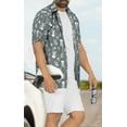 thumbnail image 5 of LA LEELA Men's Hawaiian Short Sleeve Summer Caribbean Party Shirt Holiday Halloween Costumes Button Down Shirts for Men M Allover Bones Skull Grey, 5 of 6