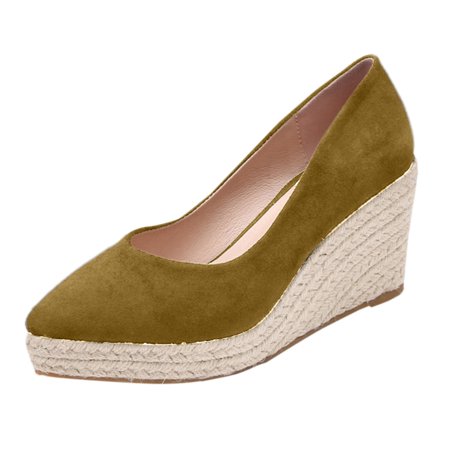 

Sandals Women Thick Soled Slope Heel High Heel Shoes Pu Yellow 41