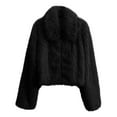 thumbnail image 7 of Women's Cropped Faux Fur Jacket Fleece Lined Shaggy Coat with Lapel Collar and Full Zip Plush Winter Short Outerwear for Fall Winter Fashion, 7 of 7