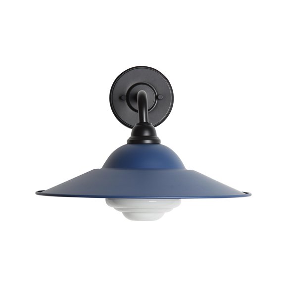Croma Applique Murale 15 Pouces - Extérieur en Noir Mat avec Abat-Jour Bleu Mat