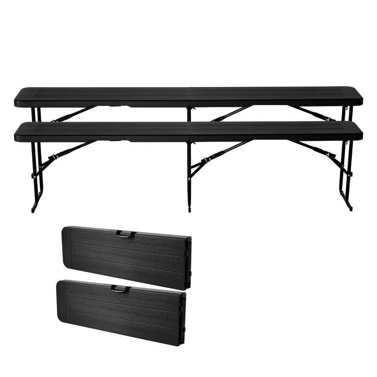 KFFKFF Folding Bench, 6 Feet, HDPE, Black, Set of 2 photo 1