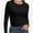 Black, variant on Womens Pullover Long Sleeve Crewneck Shirts Ribbed Knit Slim Fitted Casual Jumper Tops