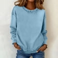 thumbnail image 4 of YYDGH Womens Denim Pullover Tops Long Sleeve Crew Neck Jean Sweatshirt Solid Color Casual Loose Fit Lightweight Sweatshirt Light Blue XL, 4 of 9